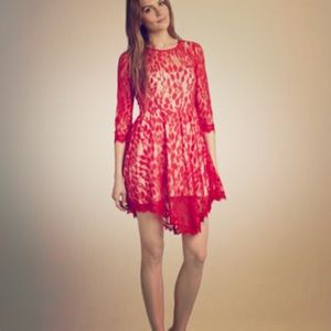 Free People Poppy Red Lace Party Dress - 8